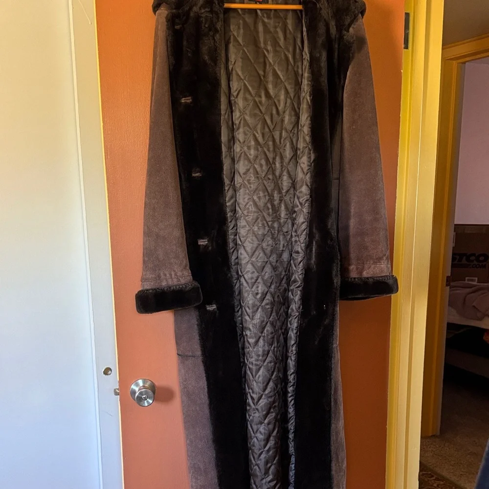 Gallery Brown Teddy Jacket with Fur Trim